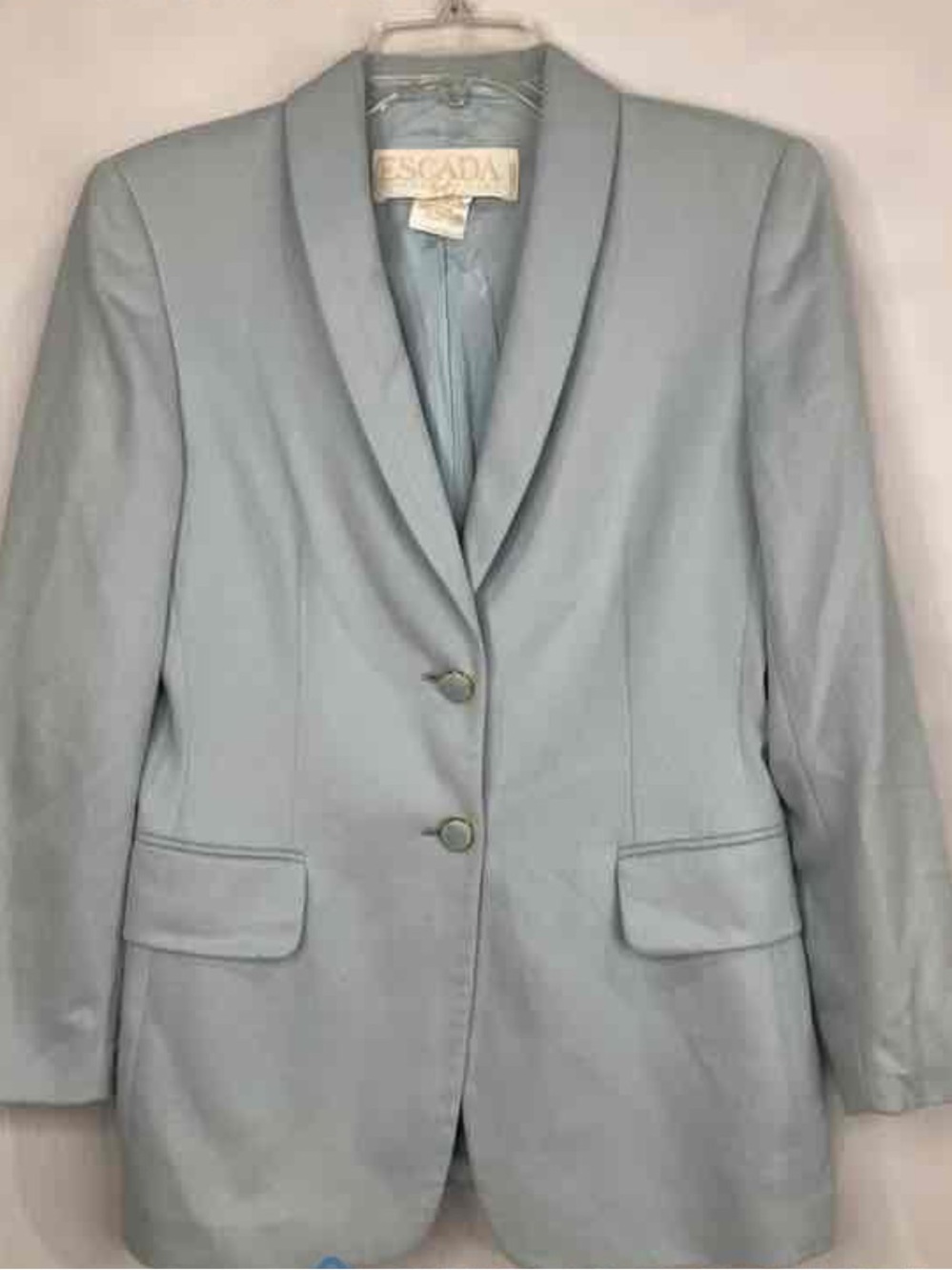 Escada 90s Angora Wool Blazer Jacket Pastel Blue 36 US 6